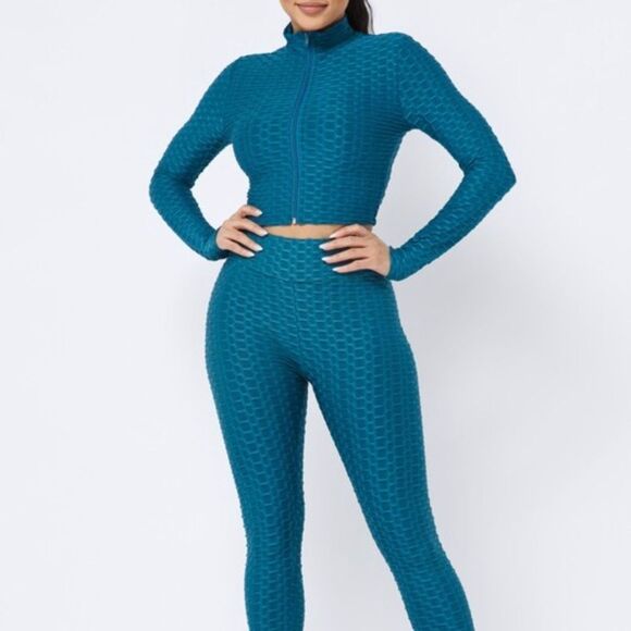 Teal Two piece honeycomb Active Set - Picture 1 of 14